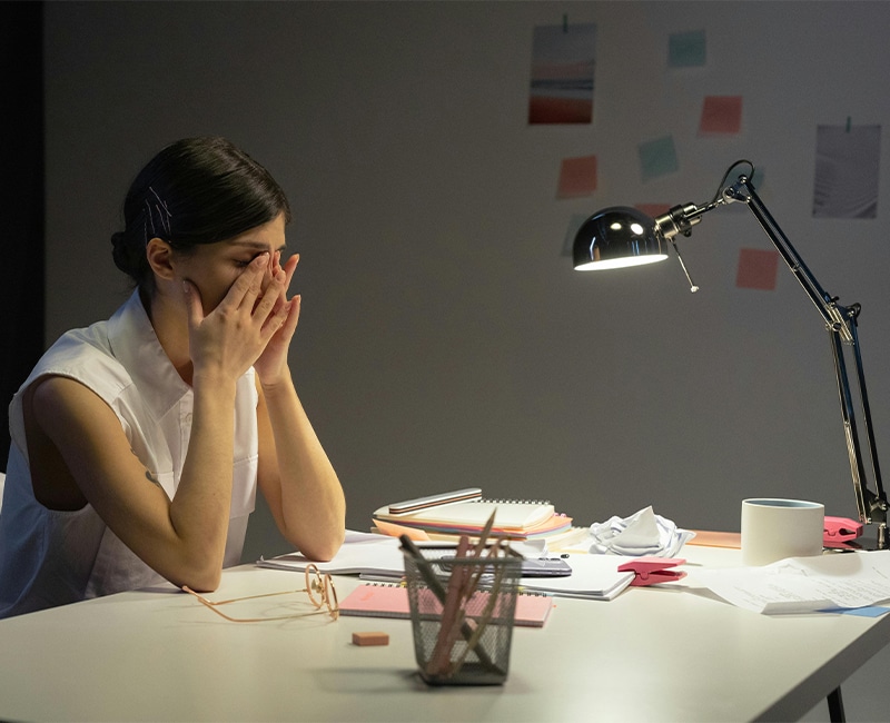 Stressed woman at work 